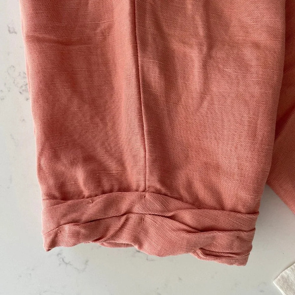 Aritzia Wilfred Allegra Button Close Linen Lyocell Casual Pants Salmon Sz 4 - Picture 2 of 13
